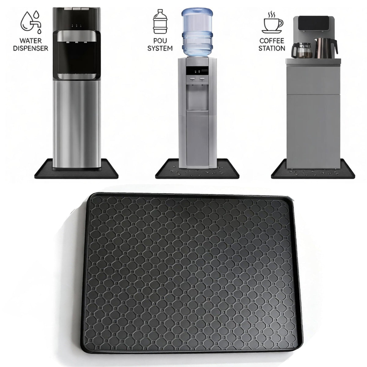 Premium Silicone Mini Fridge Mat | 19.7" x 19.7" Waterproof Floor Protector with Spill-Proof Raised Edges