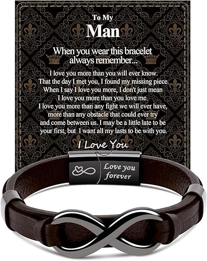 "To My Man" Infinity Knot Leather Bracelet – Meaningful Anniversary & Birthday Gift