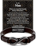 "To My Man" Infinity Knot Leather Bracelet – Meaningful Anniversary & Birthday Gift