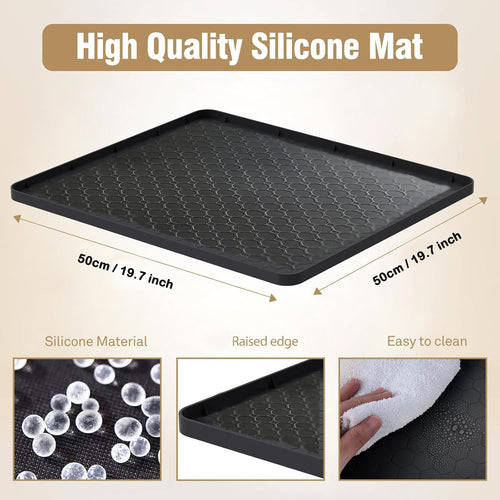 Premium Silicone Mini Fridge Mat | 19.7" x 19.7" Waterproof Floor Protector with Spill-Proof Raised Edges