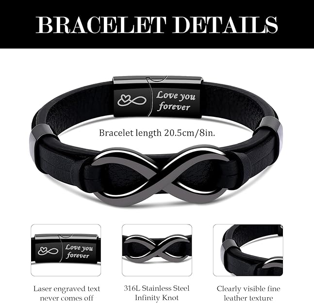 "To My Son" Braided Leather Infinity Bracelet | Meaningful Gift Set with Heartfelt Card & Box