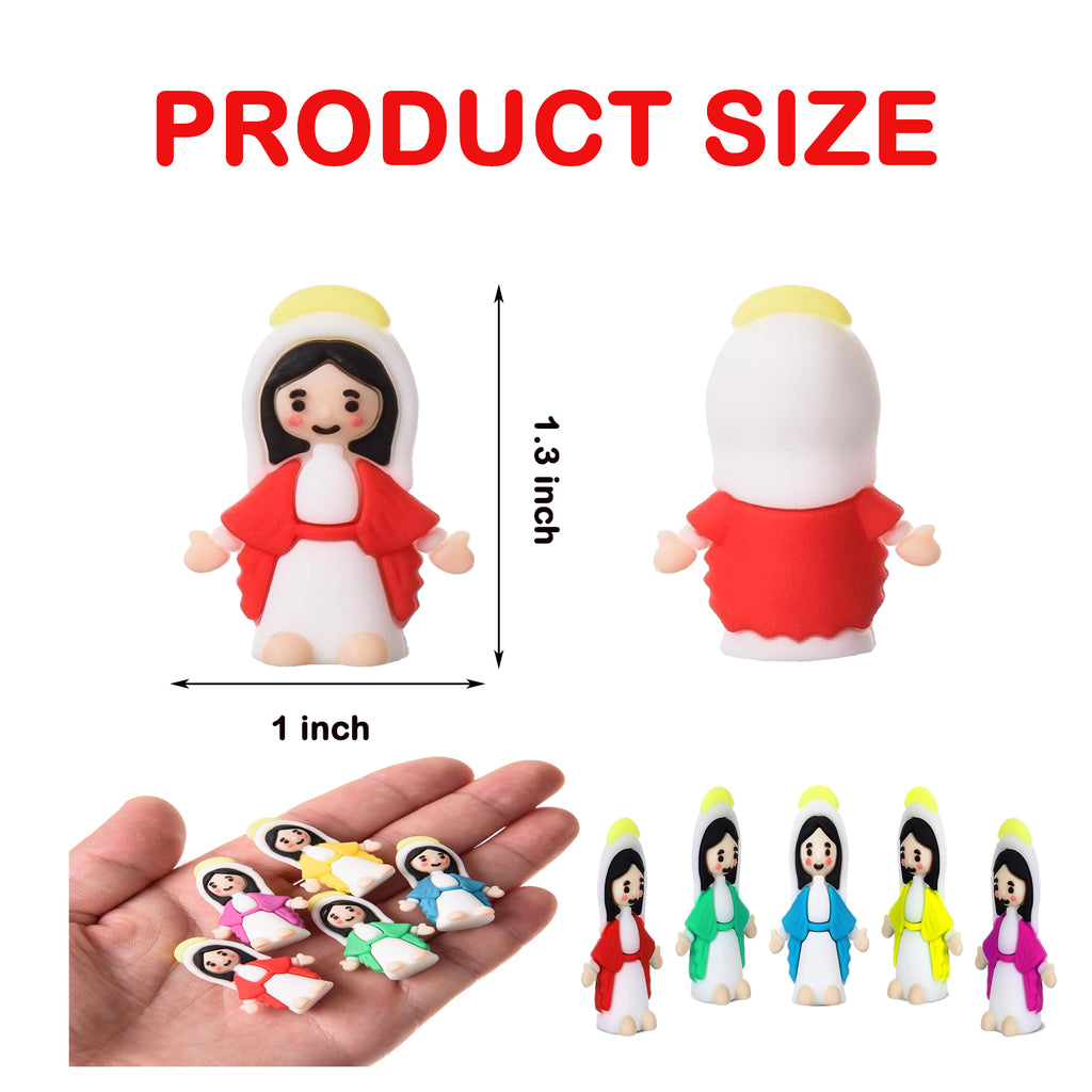 100 Pcs Mini Virgin Mary Figurines - Colorful Catholic Hide & Seek Toys for Sunday School, Easter & Baptism Favors