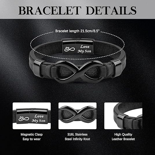 "To My Man" Infinity Knot Leather Bracelet – Meaningful Anniversary & Birthday Gift