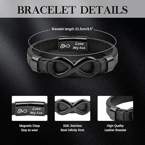 "To My Man" Infinity Knot Leather Bracelet – Meaningful Anniversary & Birthday Gift