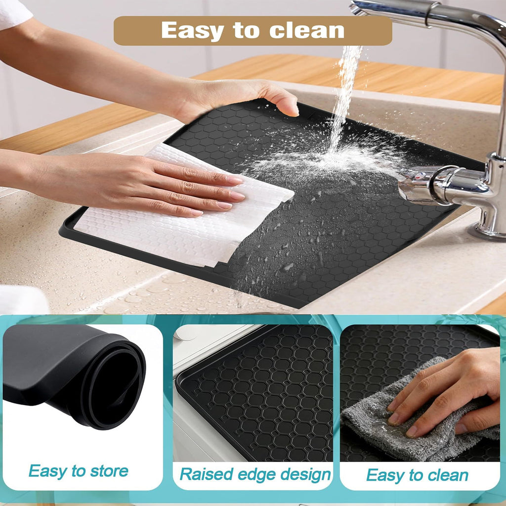 Premium Silicone Mini Fridge Mat | 19.7" x 19.7" Waterproof Floor Protector with Spill-Proof Raised Edges