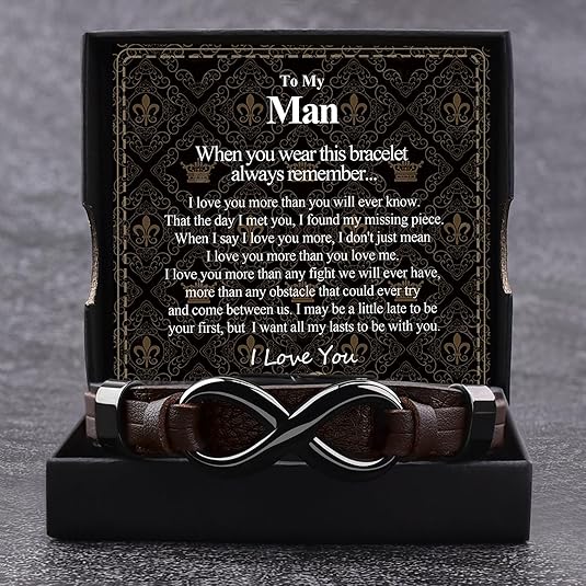 "To My Man" Infinity Knot Leather Bracelet – Meaningful Anniversary & Birthday Gift